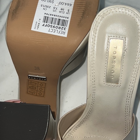 Topshop Reflect Ecru Buckle Sandal Mules in Cream, size 7.5 - Picture 8 of 11
